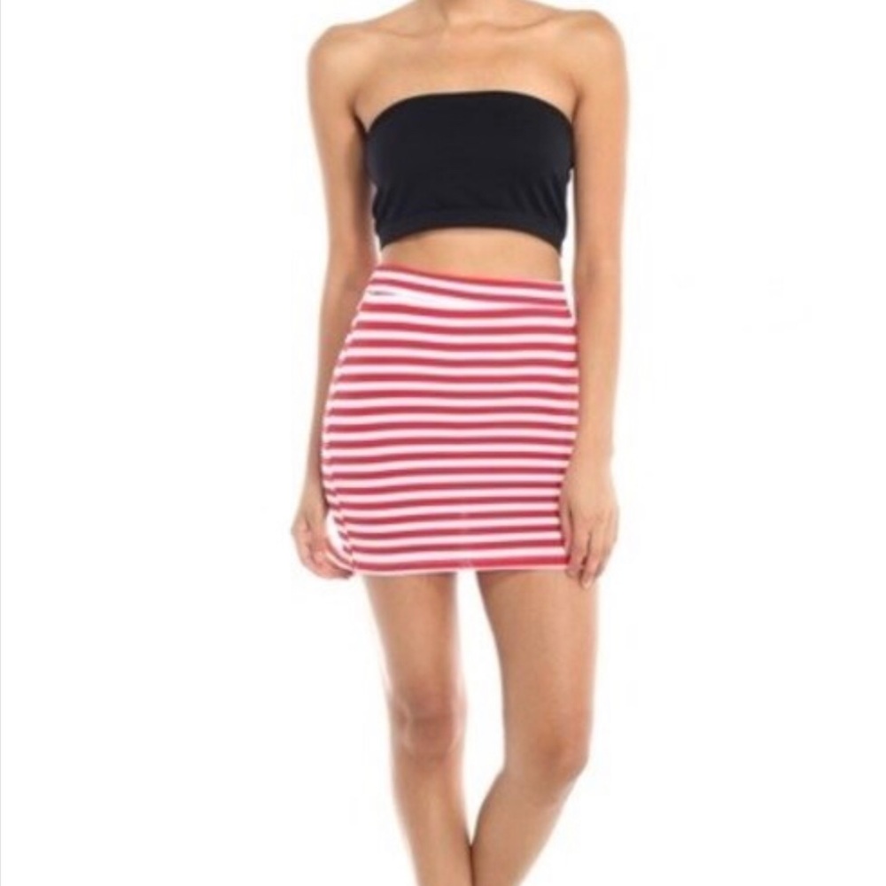 Pink Striped Bodycon Skirt